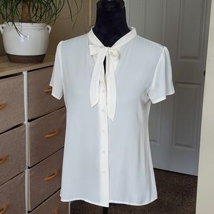 LOFT White Blouse, Size XS, Modest